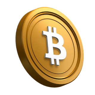 Bitcoin (BTC) coin tilted at an angle within the hero section design